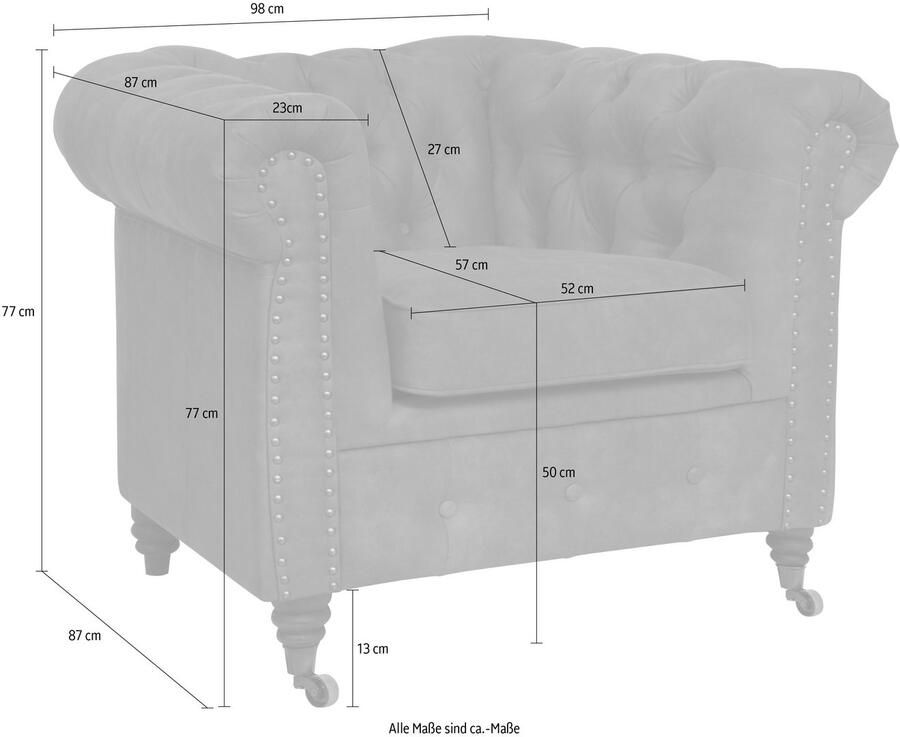 Home affaire Chesterfield-fauteuil Aarburg fauteuil luxueuze capitonnage en siernagels in chesterfield-design - Foto 2