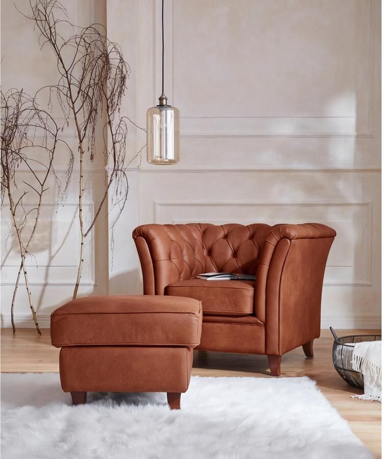 Home affaire Chesterfield-fauteuil Reims cocktailstoel stoel met echte chesterfield-capitonnage uitstekende verwerking - Foto 2