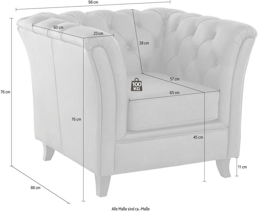 Home affaire Chesterfield-fauteuil Reims cocktailstoel stoel met echte chesterfield-capitonnage uitstekende verwerking - Foto 4