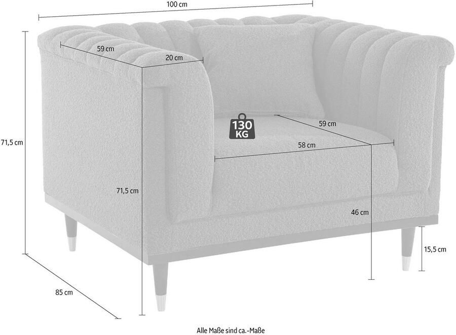 Home affaire Cocktailfauteuil Chamby New stoel bouclé-structuurbekleding met stiksels bij de leuning - Foto 4