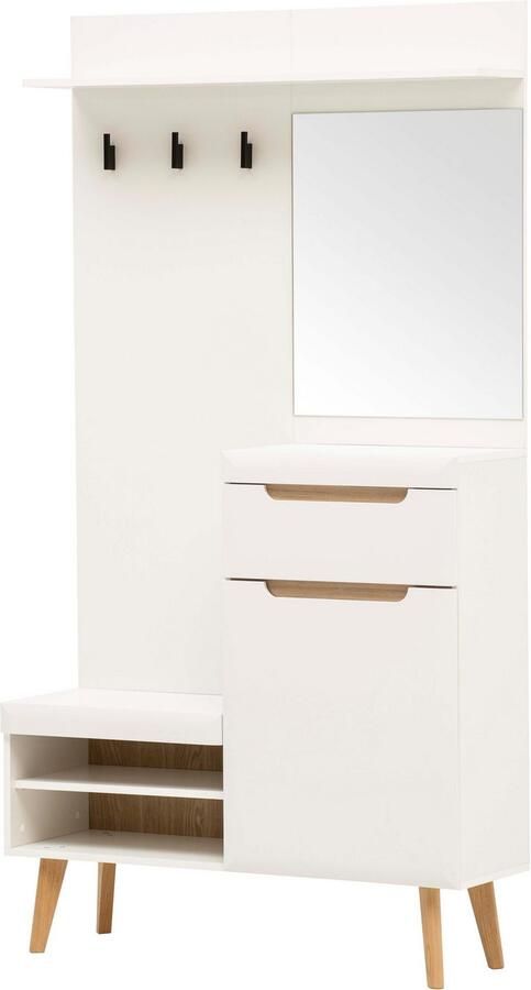 Home affaire Compact kapstokmeubel Torge kapstok met opbergruimte garderobekast in Scandic design in twee kleuren veel opbergruimte 107 cm breed geschikt voor kleine ruimtes - Foto 7