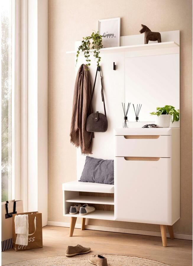 Home affaire Compact kapstokmeubel Torge kapstok met opbergruimte garderobekast in Scandic design in twee kleuren veel opbergruimte 107 cm breed geschikt voor kleine ruimtes - Foto 2