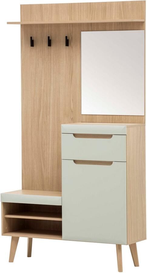 Home affaire Compact kapstokmeubel Torge kapstok met opbergruimte garderobekast in Scandic design in twee kleuren veel opbergruimte 107 cm breed geschikt voor kleine ruimtes - Foto 7