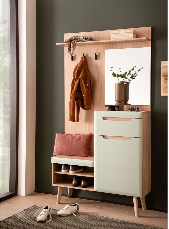 Home affaire Compact kapstokmeubel Torge kapstok met opbergruimte garderobekast in Scandic design in twee kleuren veel opbergruimte 107 cm breed geschikt voor kleine ruimtes - Foto 2