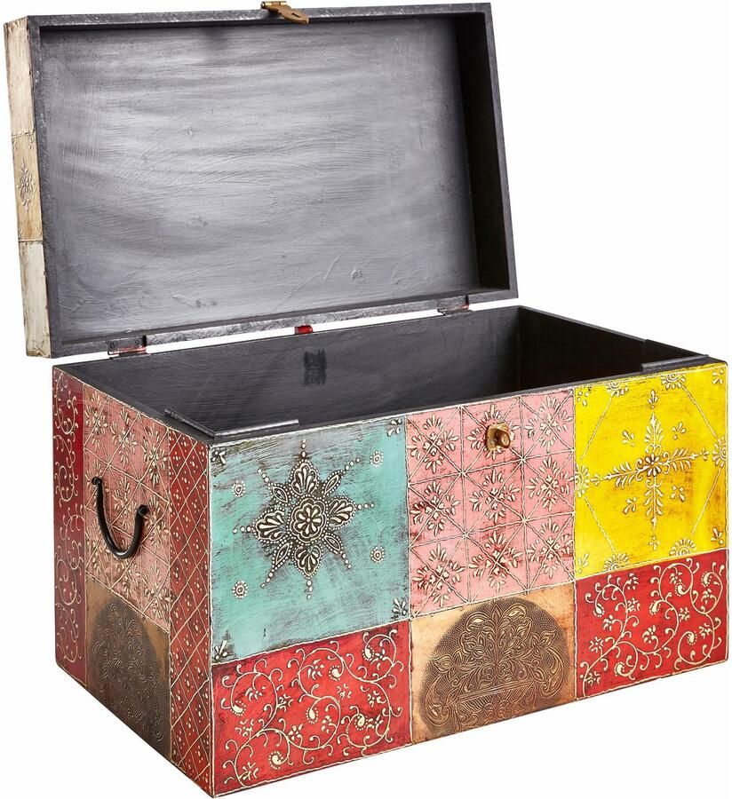 Home affaire Dekenkist Vivek met de hand beschilderd met metalen sluiting
