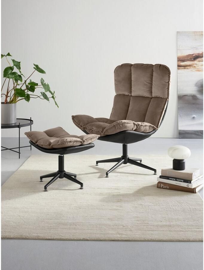 Home affaire Draaibare fauteuil Seet gestoffeerde fauteuil met voetenbank 360° draaibaar fauteuil incl. poef voetenbank (2 stuks) - Foto 4
