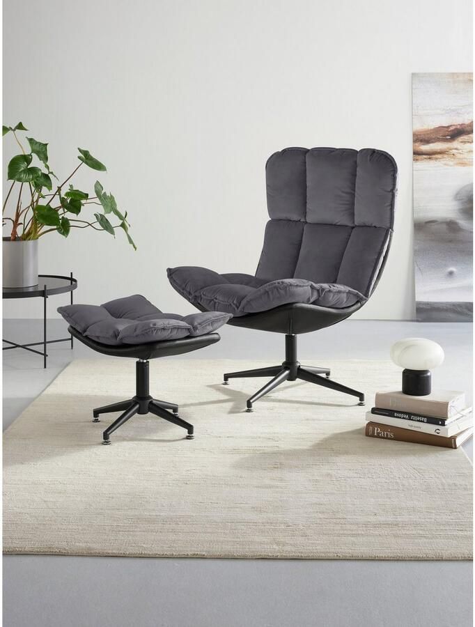 Home affaire Draaibare fauteuil Seet gestoffeerde fauteuil met voetenbank 360° draaibaar fauteuil incl. poef voetenbank (2 stuks) - Foto 5