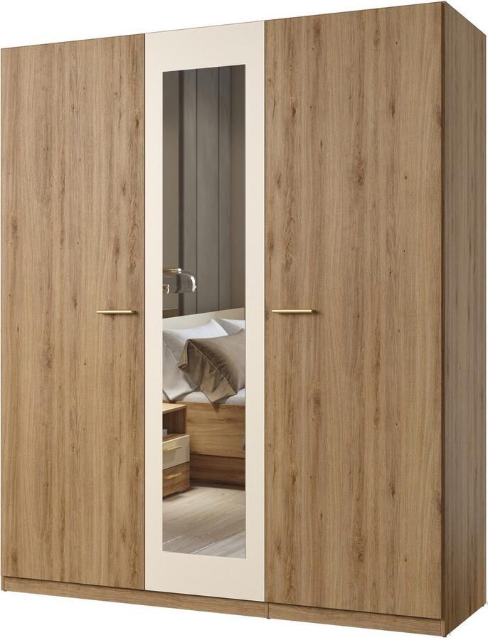 Home affaire Draaideurkast Bitry linnenkast incl. complete binneninrichting Kledingkast verstelbare legplanken 22 mm dik spiegeldeur - Foto 3