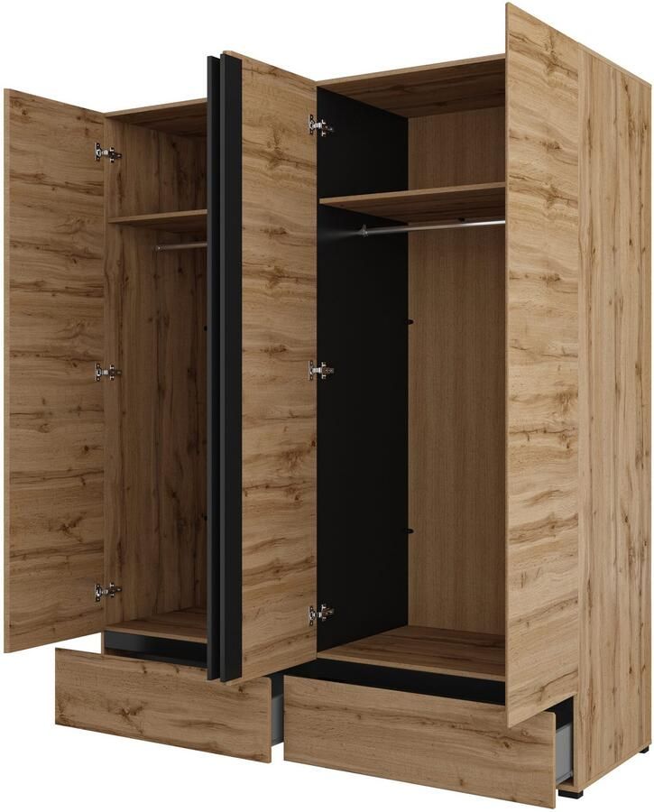 Home affaire Draaideurkast Cross moderne greeploze kledingkast Lingeriekast met lade garderobe deuren - Foto 5