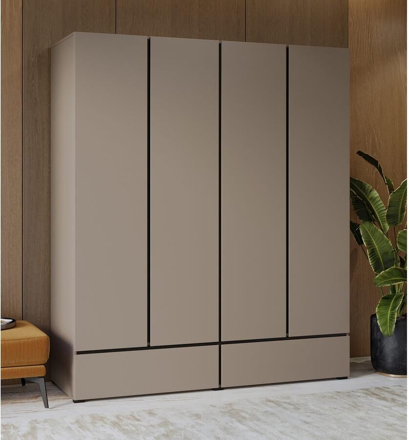 Home affaire Draaideurkast Cross moderne greeploze kledingkast Lingeriekast met lade garderobe deuren