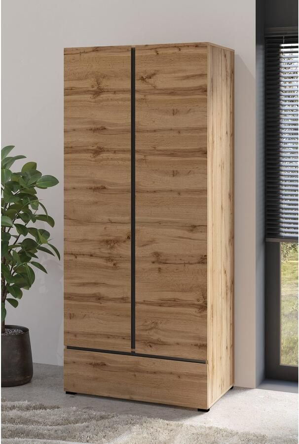 Home affaire Draaideurkast Cross moderne greeploze kledingkast Lingeriekast met lade garderobe deuren