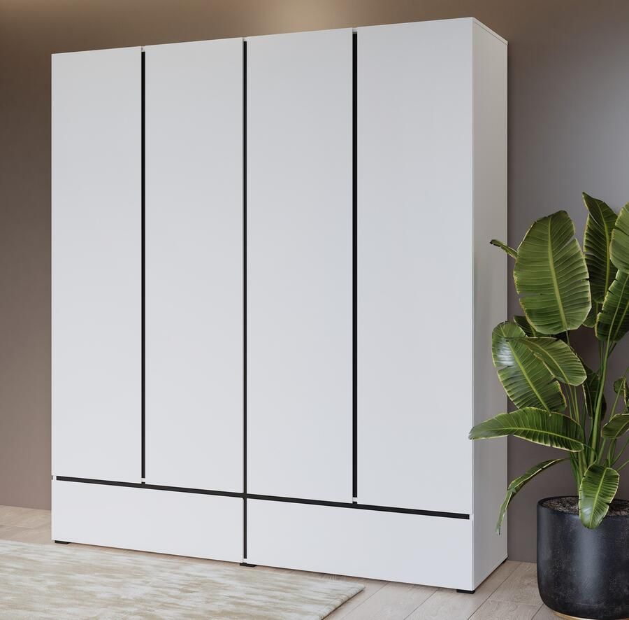 Home affaire Draaideurkast Cross moderne greeploze kledingkast Lingeriekast met lade garderobe deuren