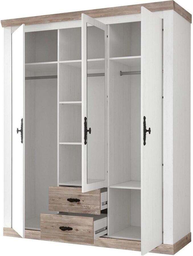 Home affaire Draaideurkast Florenz landelijke kast rustieke metalen handgrepen met fijne versieringen - Foto 3