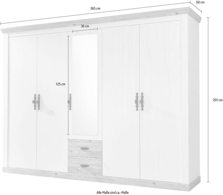 Home affaire Draaideurkast Florenz landelijke kast rustieke metalen handgrepen met fijne versieringen - Foto 2