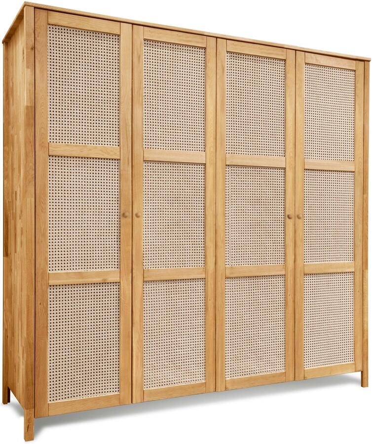 Home affaire Draaideurkast Hällevik kledingkast opslag opbergruimte Deurfronten met Weens vlechtwerk FSC gecertificeerd massief eiken - Foto 6