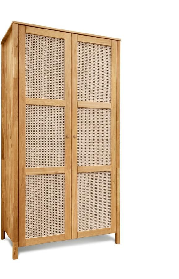 Home affaire Draaideurkast Hällevik kledingkast opslag opbergruimte Deurfronten met Weens vlechtwerk FSC gecertificeerd massief eiken - Foto 7