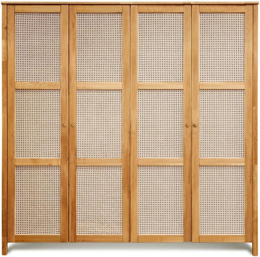 Home affaire Draaideurkast Hällevik kledingkast opslag opbergruimte Deurfronten met Weens vlechtwerk FSC gecertificeerd massief eiken