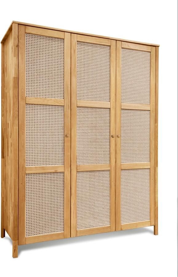 Home affaire Draaideurkast Hällevik kledingkast opslag opbergruimte Deurfronten met Weens vlechtwerk FSC gecertificeerd massief eiken - Foto 7