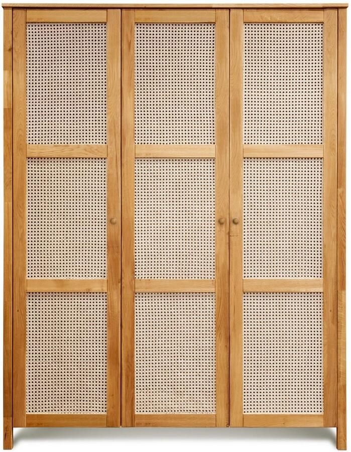 Home affaire Draaideurkast Hällevik kledingkast opslag opbergruimte Deurfronten met Weens vlechtwerk FSC gecertificeerd massief eiken - Foto 2