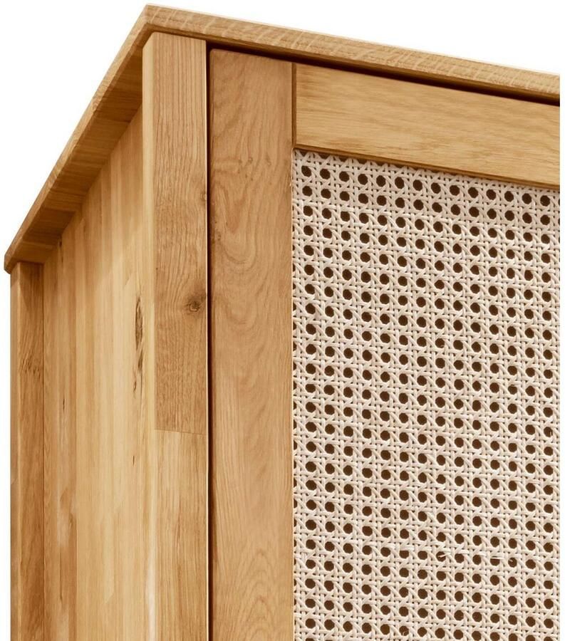 Home affaire Draaideurkast Hällevik kledingkast opslag opbergruimte Deurfronten met Weens vlechtwerk FSC gecertificeerd massief eiken