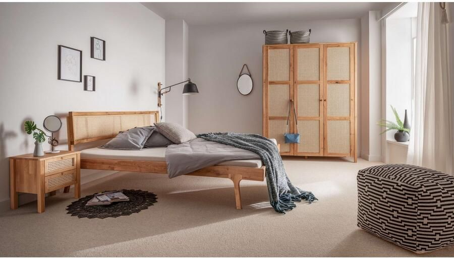 Andas Bed Hällevik tweepersoonsbed massief houten bed OTTOs Choice gezellige stijl massief fsc -gecertificeerd eikenhout geolied hoofdeinde met weens vlechtwerk - Foto 6