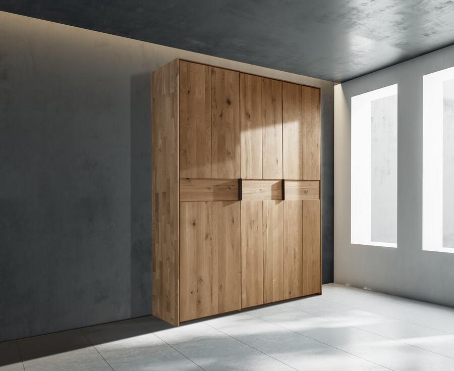 Home affaire Draaideurkast Huven kledingkast met veel opbergruimte van massief eikenhout Scandi 218cm hoog 1 kledingstang & 1 vak beugelgreep & Soft-Close - Foto 4