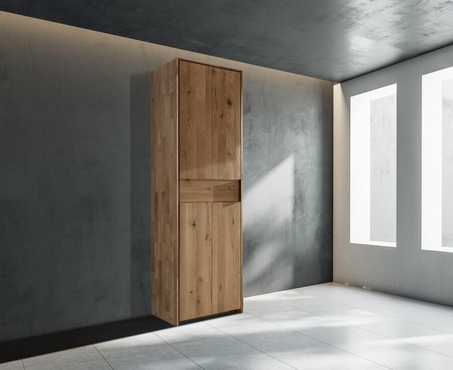 Home affaire Draaideurkast Huven kledingkast met veel opbergruimte van massief eikenhout Scandi 218cm hoog 1 kledingstang & 1 vak beugelgreep & Soft-Close - Foto 3