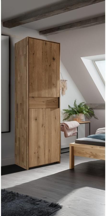Home affaire Draaideurkast Huven kledingkast met veel opbergruimte van massief eikenhout Scandi 218cm hoog 1 kledingstang & 1 vak beugelgreep & Soft-Close - Foto 4