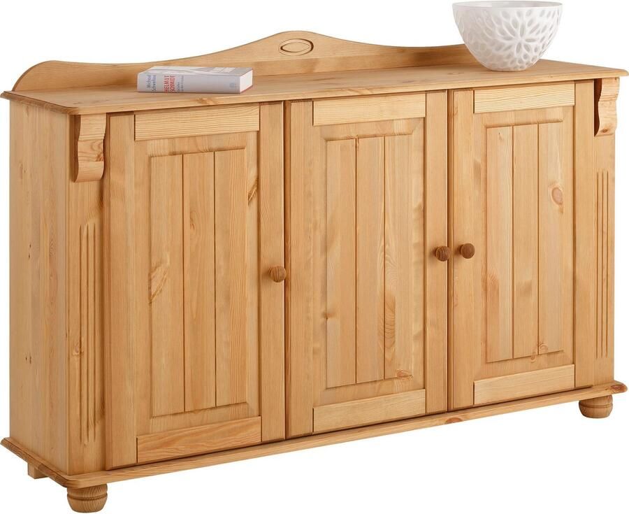 Home affaire Dressoir ADELE Commode 3-deurs breedte 130 cm van massief dennenhout FSC