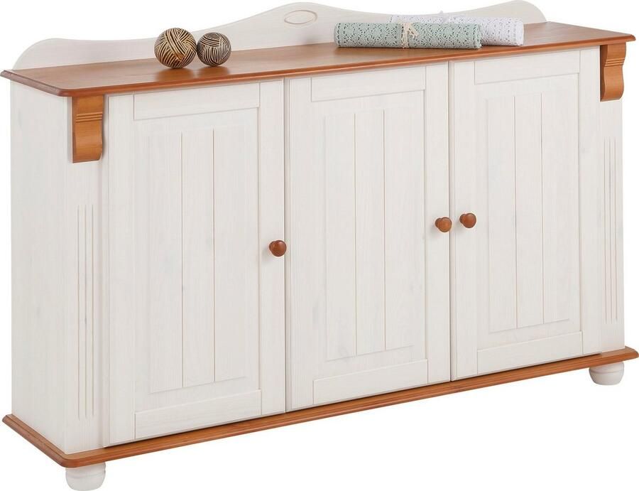 Home affaire Dressoir ADELE Commode 3-deurs breedte 130 cm van massief dennenhout FSC