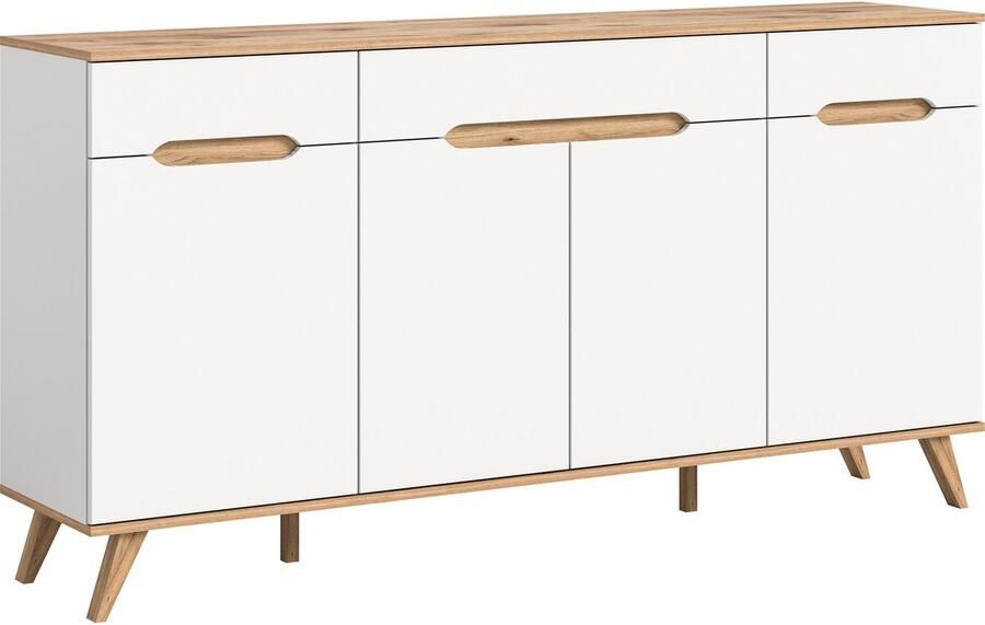Home affaire Dressoir Alesund Breedte 185 cm 4 Deuren 1 Lade conische voet Scandi-look dressoir kast commode woonmeubelen woonkamer - Foto 5
