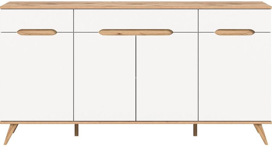 Home affaire Dressoir Alesund Breedte 185 cm 4 Deuren 1 Lade conische voet Scandi-look dressoir kast commode woonmeubelen woonkamer - Foto 6
