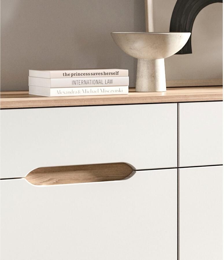 Home affaire Dressoir Alesund Breedte 185 cm 4 Deuren 1 Lade conische voet Scandi-look dressoir kast commode woonmeubelen woonkamer - Foto 2