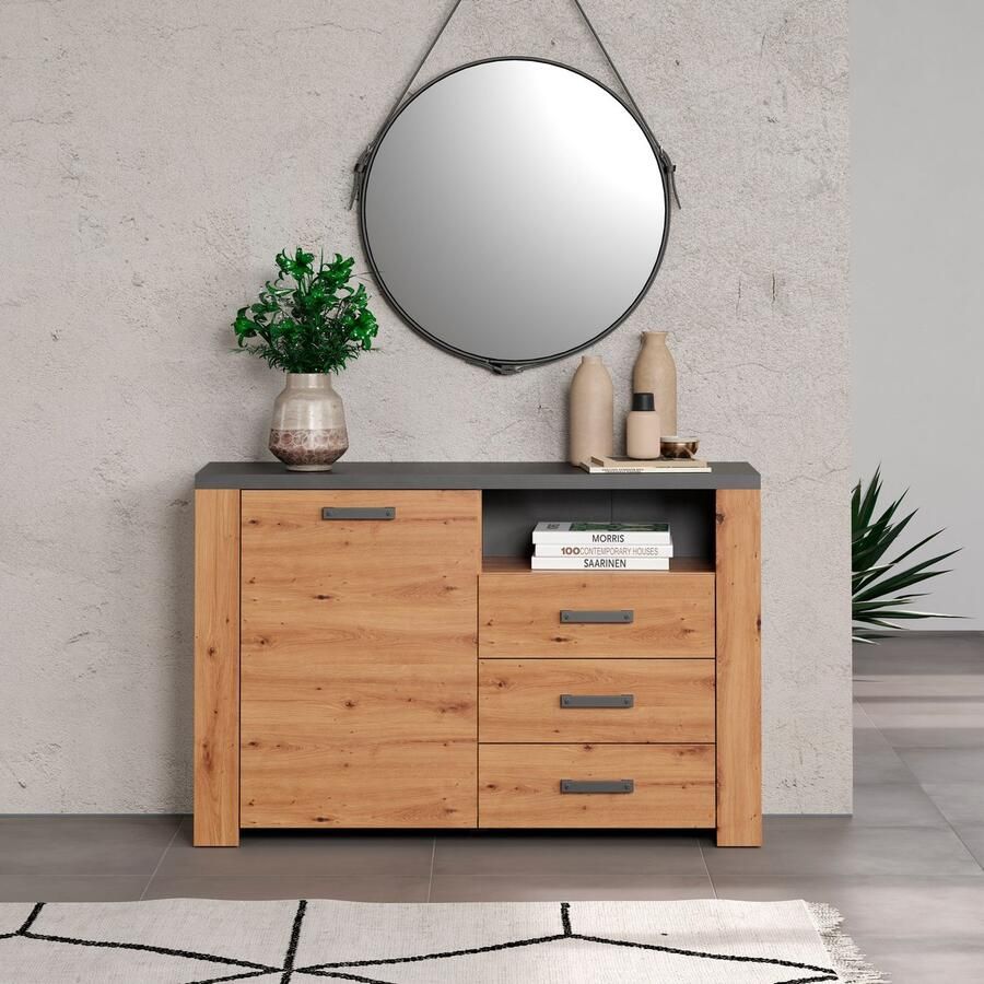Home affaire Dressoir Ambres Dressoir 1 deur 3 lades 1 vak Soft-Close 127 40 83 cm (1 stuk) - Foto 3