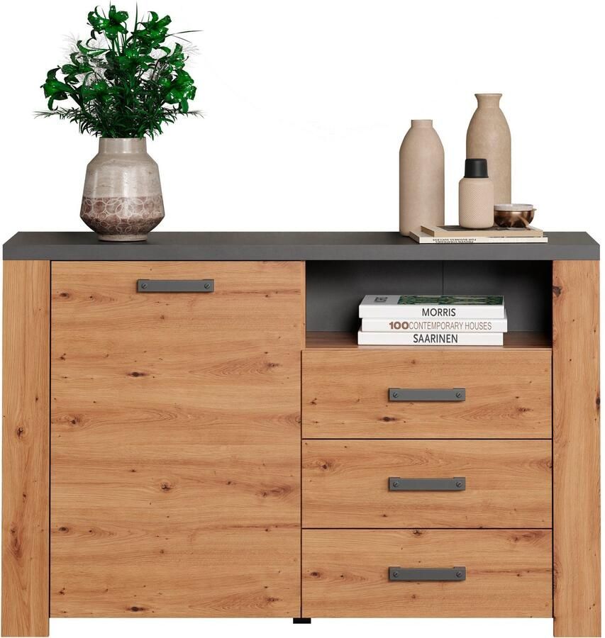 Home affaire Dressoir Ambres Commode in echt houtlook Afmetingen BxH: 127x83 cm Eik (1 stuk) - Foto 7