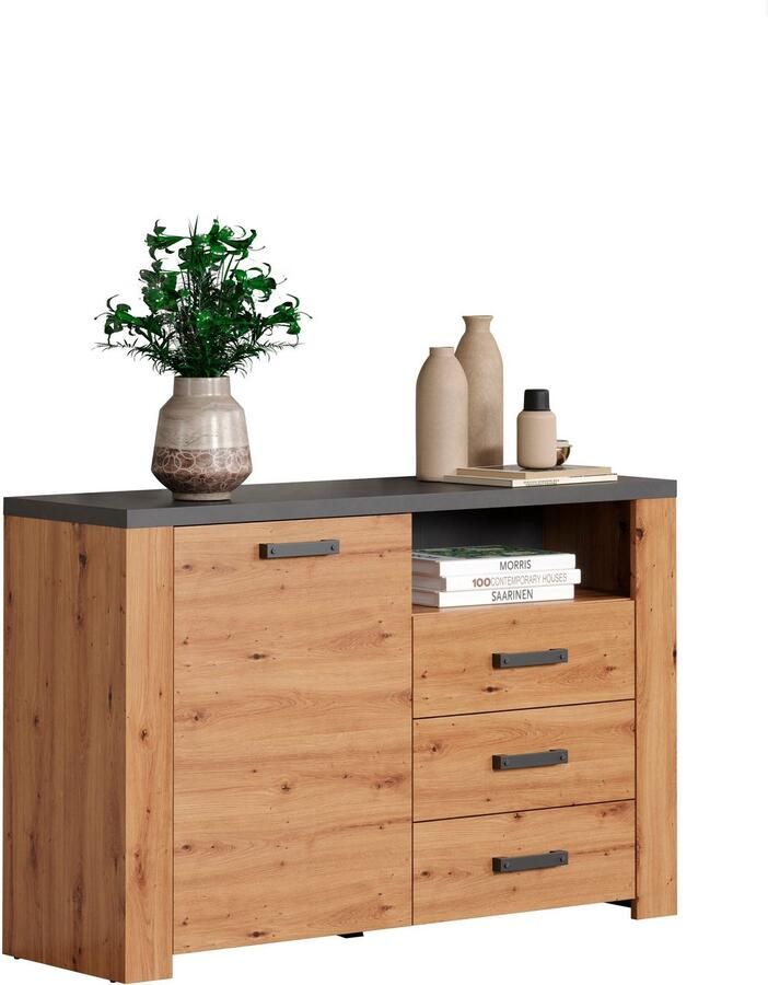 Home affaire Dressoir Ambres Commode in echt houtlook Afmetingen BxH: 127x83 cm Eik (1 stuk) - Foto 8