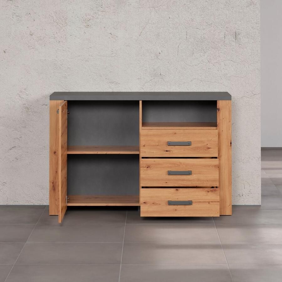 Home affaire Dressoir Ambres Dressoir 1 deur 3 lades 1 vak Soft-Close 127 40 83 cm (1 stuk) - Foto 5