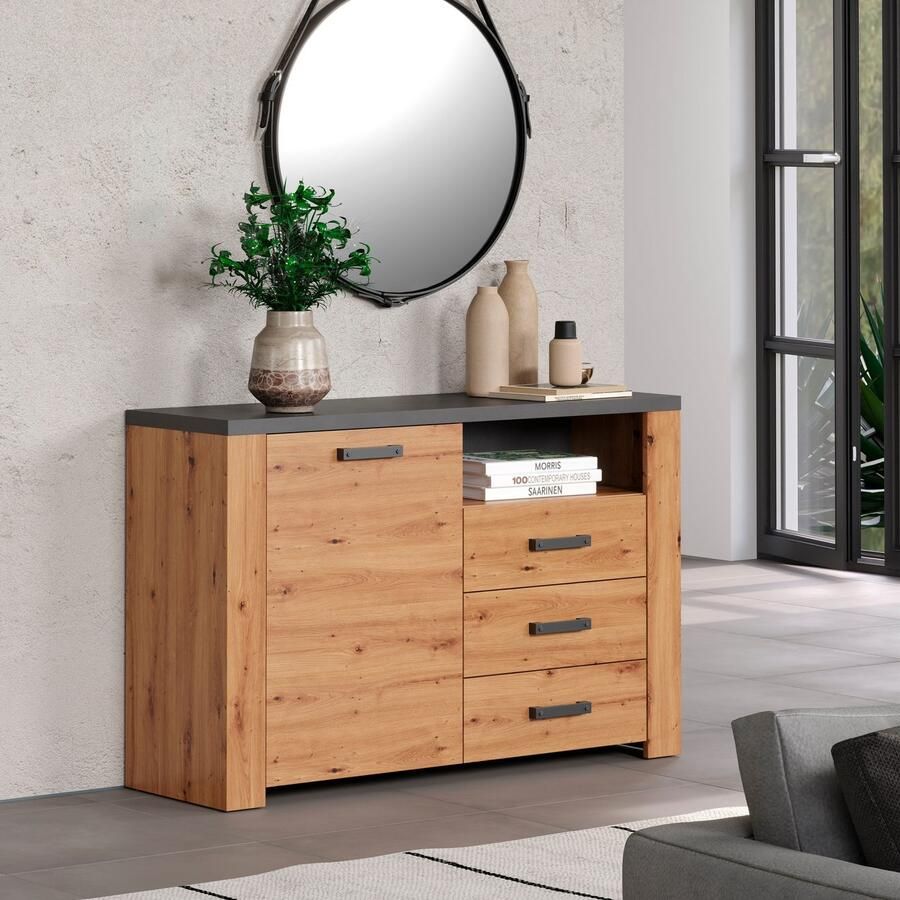 Home affaire Dressoir Ambres Dressoir 1 deur 3 lades 1 vak Soft-Close 127 40 83 cm (1 stuk) - Foto 6