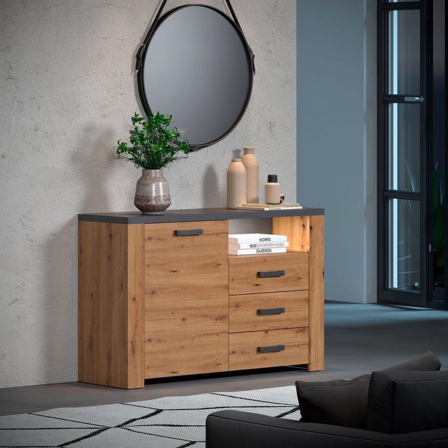 Home affaire Dressoir Ambres Dressoir 1 deur 3 lades 1 vak Soft-Close 127 40 83 cm (1 stuk) - Foto 7