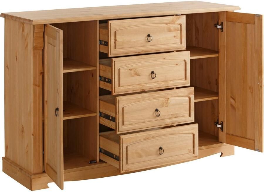 Home affaire Dressoir ANNA Kast breedte 140 cm 4 laden 2 deuren massief hout FSC - Foto 6