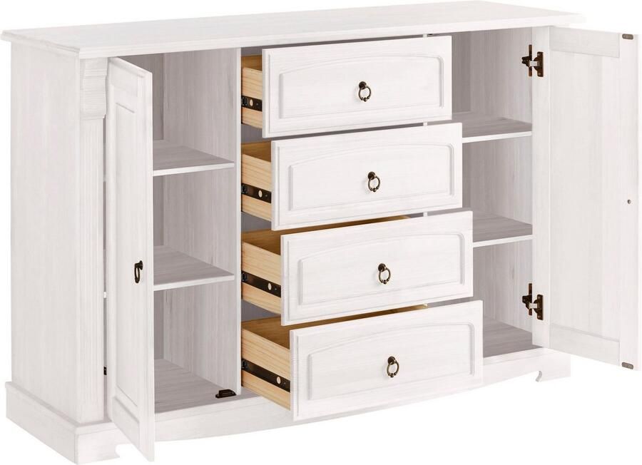 Home affaire Dressoir ANNA Kast breedte 140 cm 4 laden 2 deuren massief hout FSC