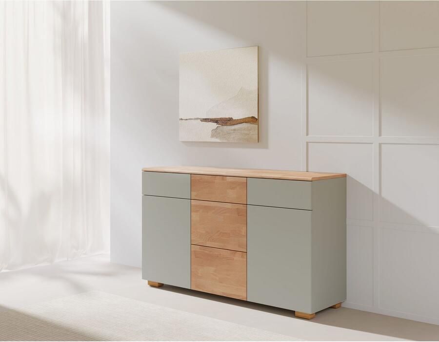 Home affaire Dressoir Citra deels massief Breedte 135cm moderne greeploze uitstraling met push-to-open functie