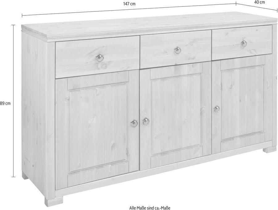 Home affaire Dressoir Gotland Commode breedte 147 cm van massief dennenhout FSC - Foto 3
