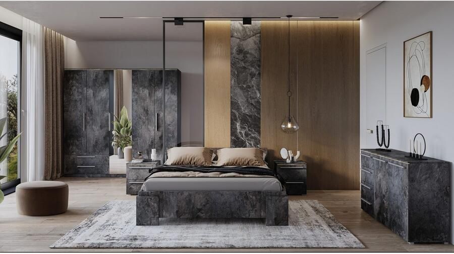 Home affaire Bedframe India FSC-gecertificeerd houtmateriaal gemaakt in Europa Tweepersoonsbed 160x200 of 180x200 cm wit of leisteenkleurig - Foto 2