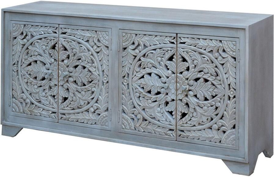 Home affaire Dressoir Kenmare Commode van mangohout decoratieve snijwerk breedte 170 cm - Foto 4