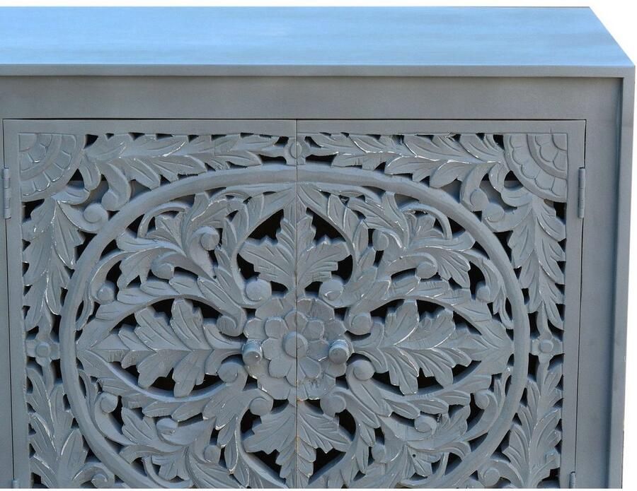 Home affaire Dressoir Kenmare Commode van mangohout decoratieve snijwerk breedte 170 cm - Foto 3