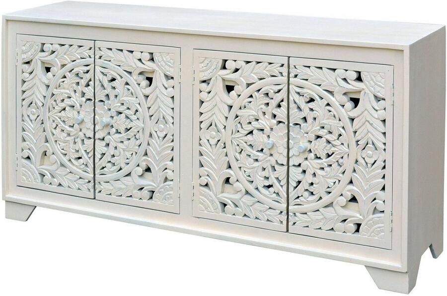 Home affaire Dressoir Kenmare Commode van mangohout decoratieve snijwerk breedte 170 cm - Foto 4
