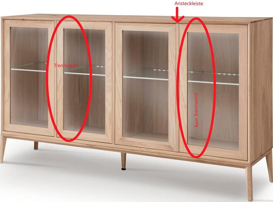 Home affaire Dressoir Koda dressoir met 2 kasten & 3 laden push-to-open-functie Massief eikenhout verstelbare legplanken Minimalistische stijl - Foto 3