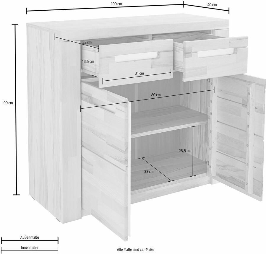 Home affaire Dressoir Kolding Breedte 100 cm