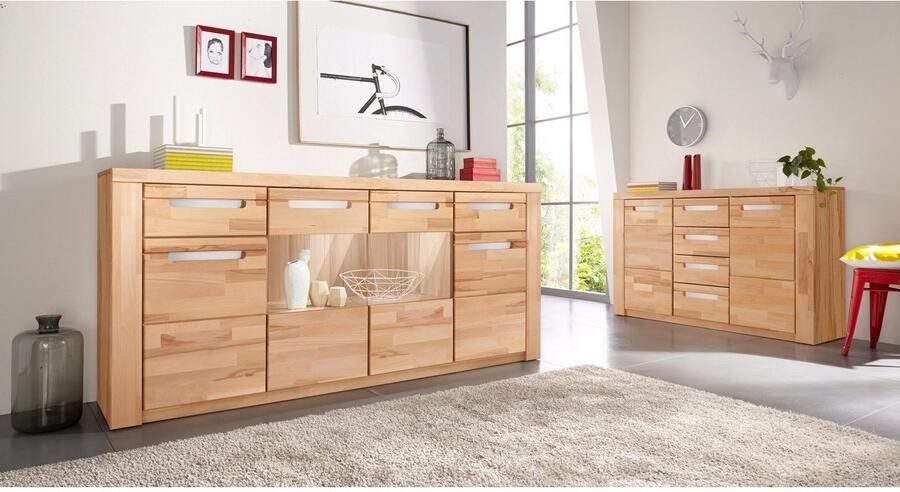 Home affaire Dressoir Kolding Breedte 200 cm met 2 glasdeuren en 2 houten deuren - Foto 2